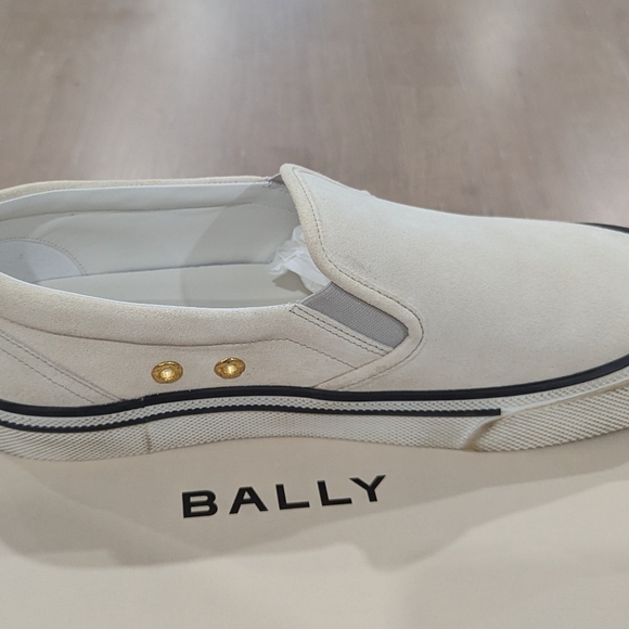 Mens BALLY "Leroy" Suede Distressed Slip On Sneakers Off-White 46 US 13 - Picture 7 of 9